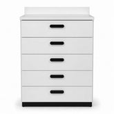 Clinic 5-drawer medical storage cabinet; grey clinic cabinet with soft-close drawers; freestanding treatment room storage cabinet; medical-grade laminate storage cabinet; clinic supply cabinet with seamless countertop; compact wellness centre storage unit