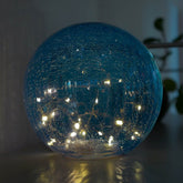 Blue Faerie LED Crackle Glass Globe (15 cm)