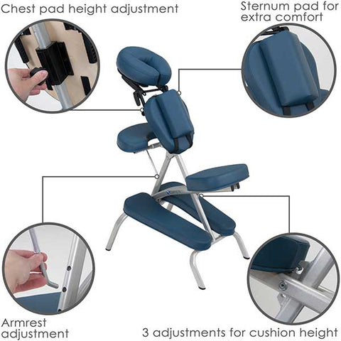 Mystic Blue Earthlite Vortex Portable Massage Chair