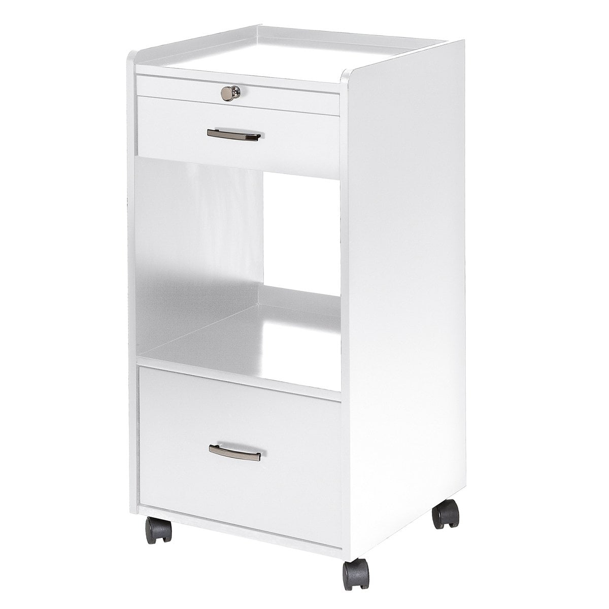 Earthlite Element spa trolley with White Ash finish and two supply drawers
