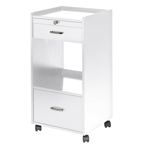Earthlite Element spa trolley with White Ash finish and two supply drawers