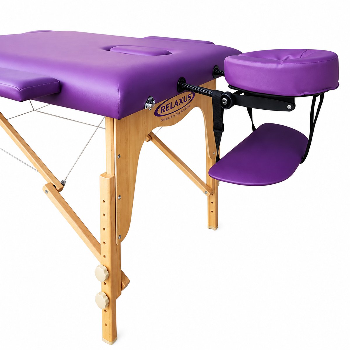 Relaxus Prolite purple portable massage table package Relaxus Prolite portable massage table with face cradle purple folding massage table with beech wood frame Portable massage table package with armrests and carrying bag Relaxus Prolite massage table with microfiber sheet set Purple massage table with high-density foam Portable massage table package for students and mobile therapists Relaxus Prolite massage 