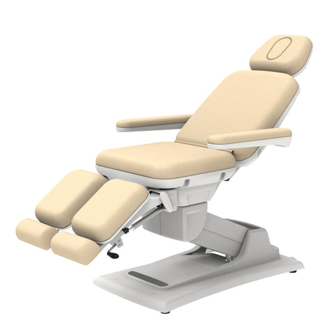 Apollo Electric Facial Chair; adjustable electric facial chair for spas; Apollo treatment chair with PU leather; electric spa chair with removable armrests; facial chair with adjustable backrest and legrest; Apollo chair with 440 lb capacity; electric treatment chair for beauty professionals; Apollo facial chair with detachable headrest