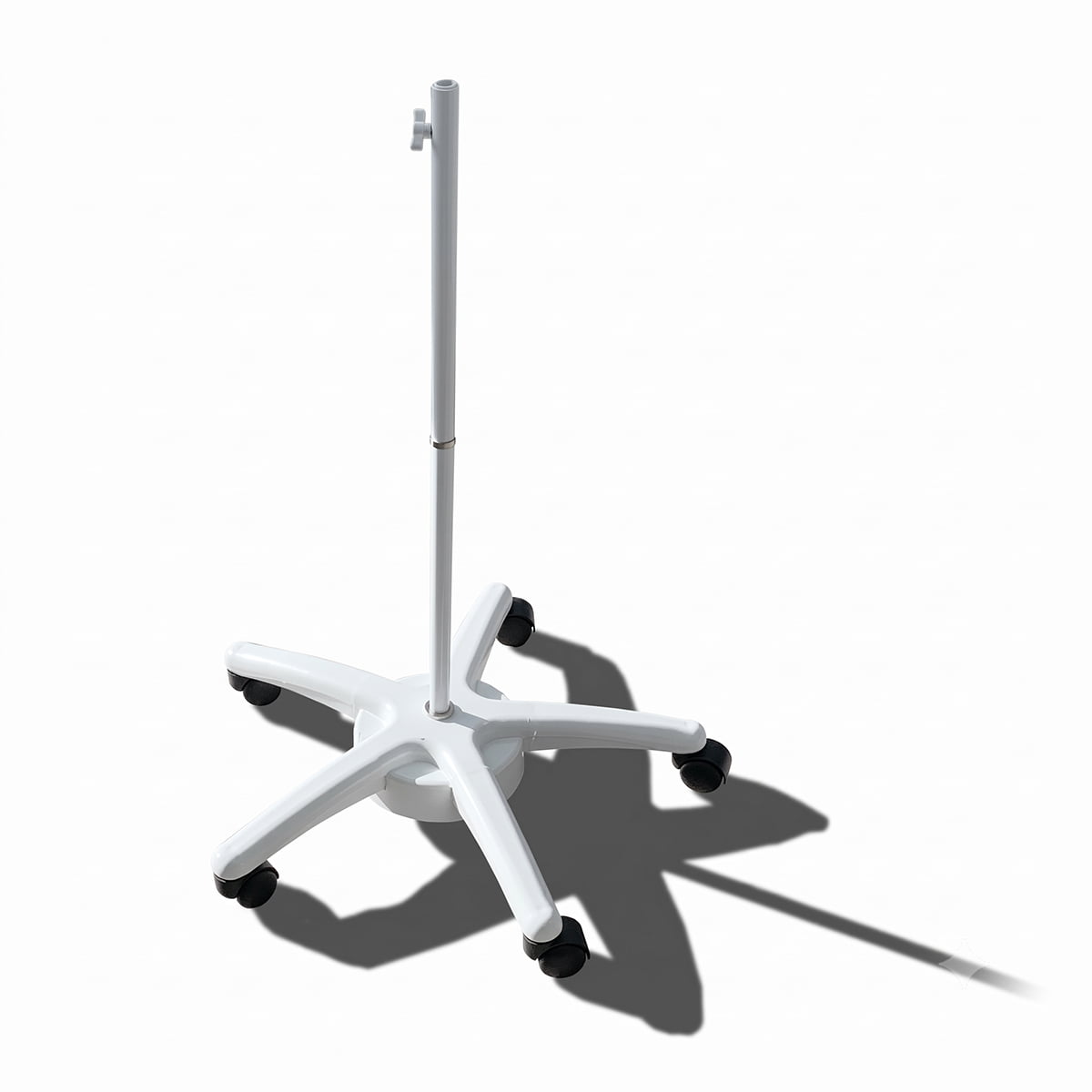 Silhouet-Tone L524 floor stand magnifier lamp; White L524 freestanding magnifier lamp; Silhouet-Tone magnifier lamp with five-foot floor base; L524 floor stand for professional treatment rooms; White floor stand magnifier lamp beside a treatment table; Five-foot base on Silhouet-Tone L524 lamp; L524 magnifier lamp for esthetician workspaces; Disassembled L524 floor stand components before assembly