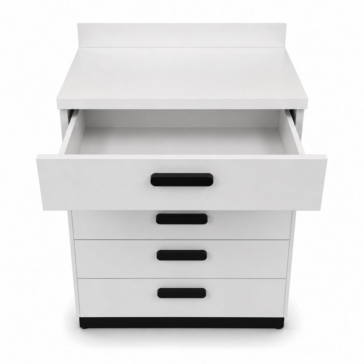 Clinic 5-drawer medical storage cabinet; grey clinic cabinet with soft-close drawers; freestanding treatment room storage cabinet; medical-grade laminate storage cabinet; clinic supply cabinet with seamless countertop; compact wellness centre storage unit