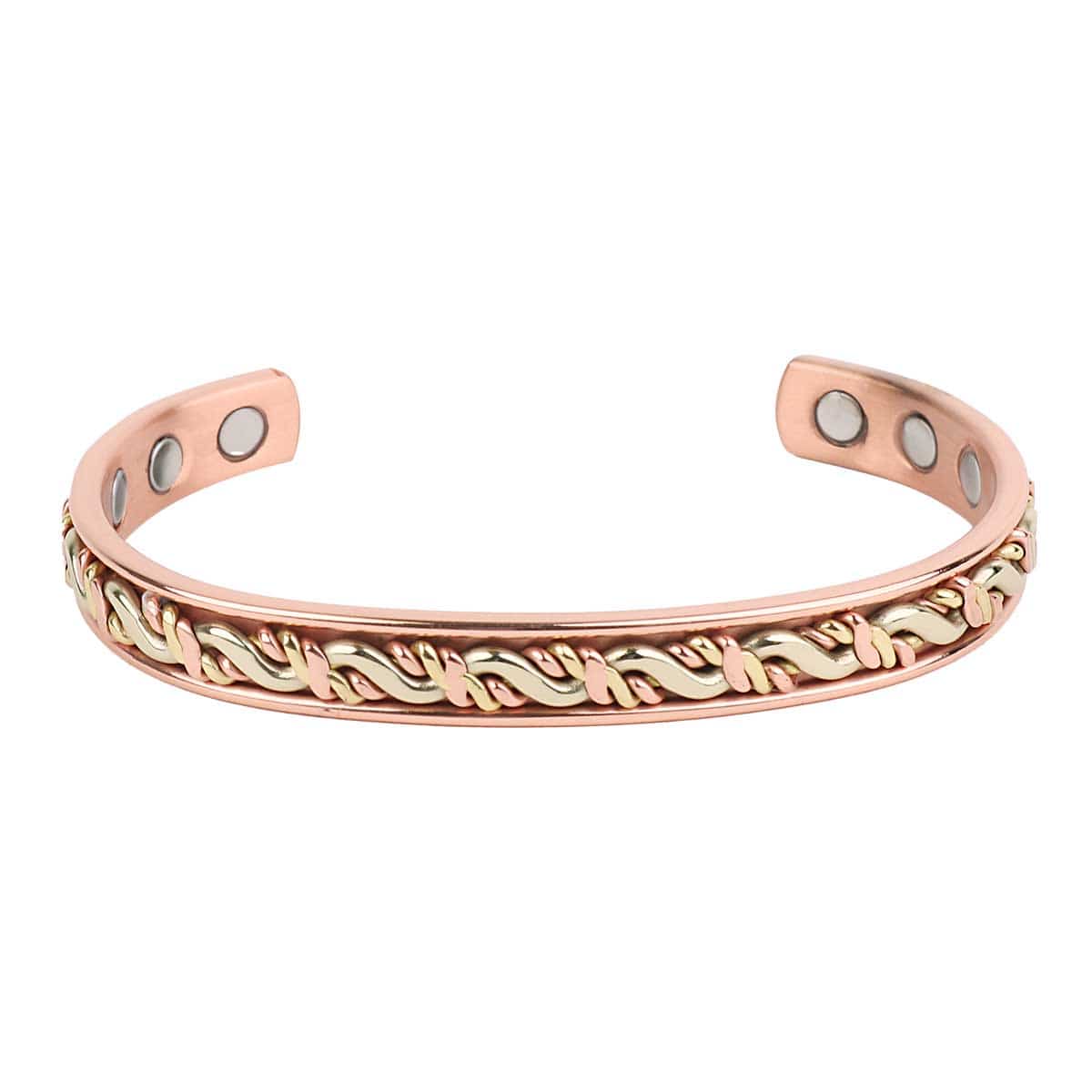 Tri-Colour Magnetic Copper Bangle Bracelet