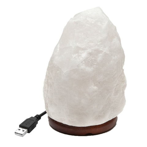 White Himalayan Salt Lamp With USB
