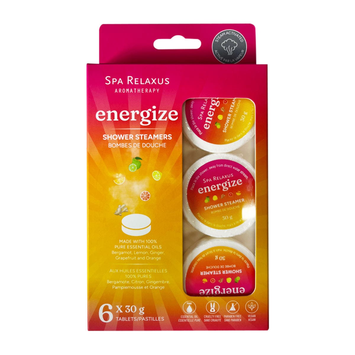 Energize Shower Steamers 6-Piece Set -  Displayer of 8