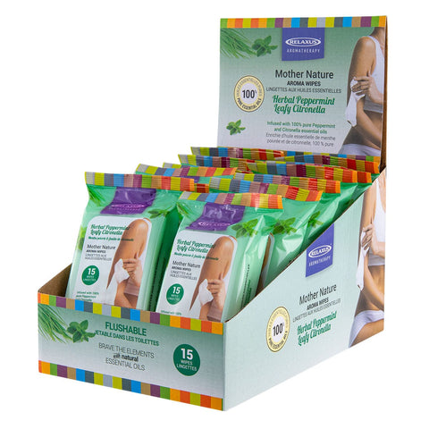 Peppermint and Leafy Citronella Facial Cleansing Wipes - Displayer of 12