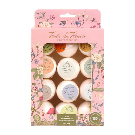 Fruits & Flowers Mini Bath Bombs 12-Piece Gift Set