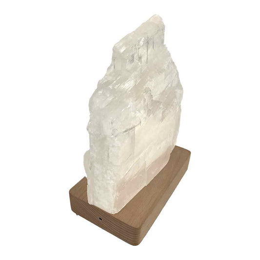 Wholesale Selenite Slice Led Lamp With Wooden Base