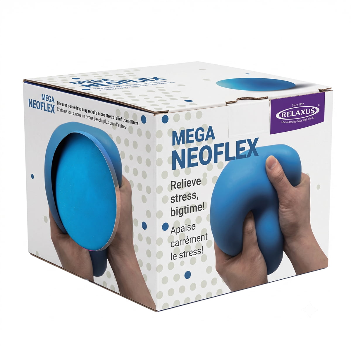 Mega Neoflex sensory stress ball; large 5 inch squeeze toy; tactile TPR stress ball with EVA filling; sensory fidget ball for hand play; large stress ball for grip exercises; Mega Neoflex tactile toy