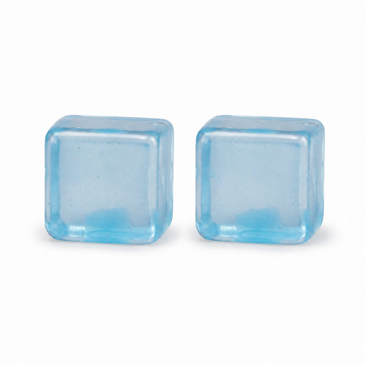 Mini Chill Sensory Cube Toy; blue sensory squeeze cube; anti-stress squeeze cube toy; tactile fidget cube in blue; Mini Chill cube for desk fidgeting; sensory cube toy display