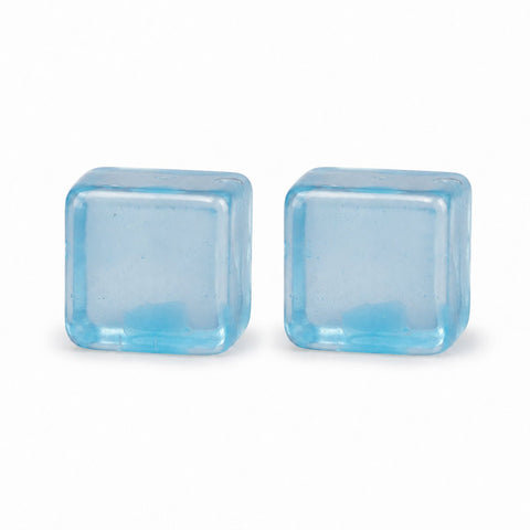 Mini Chill Sensory Cube Toy; blue sensory squeeze cube; anti-stress squeeze cube toy; tactile fidget cube in blue; Mini Chill cube for desk fidgeting; sensory cube toy display