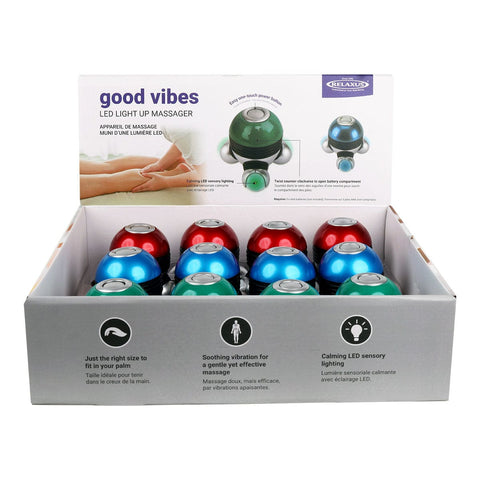 Good Vibes Led Light Up Handheld Massager Displayer of 12