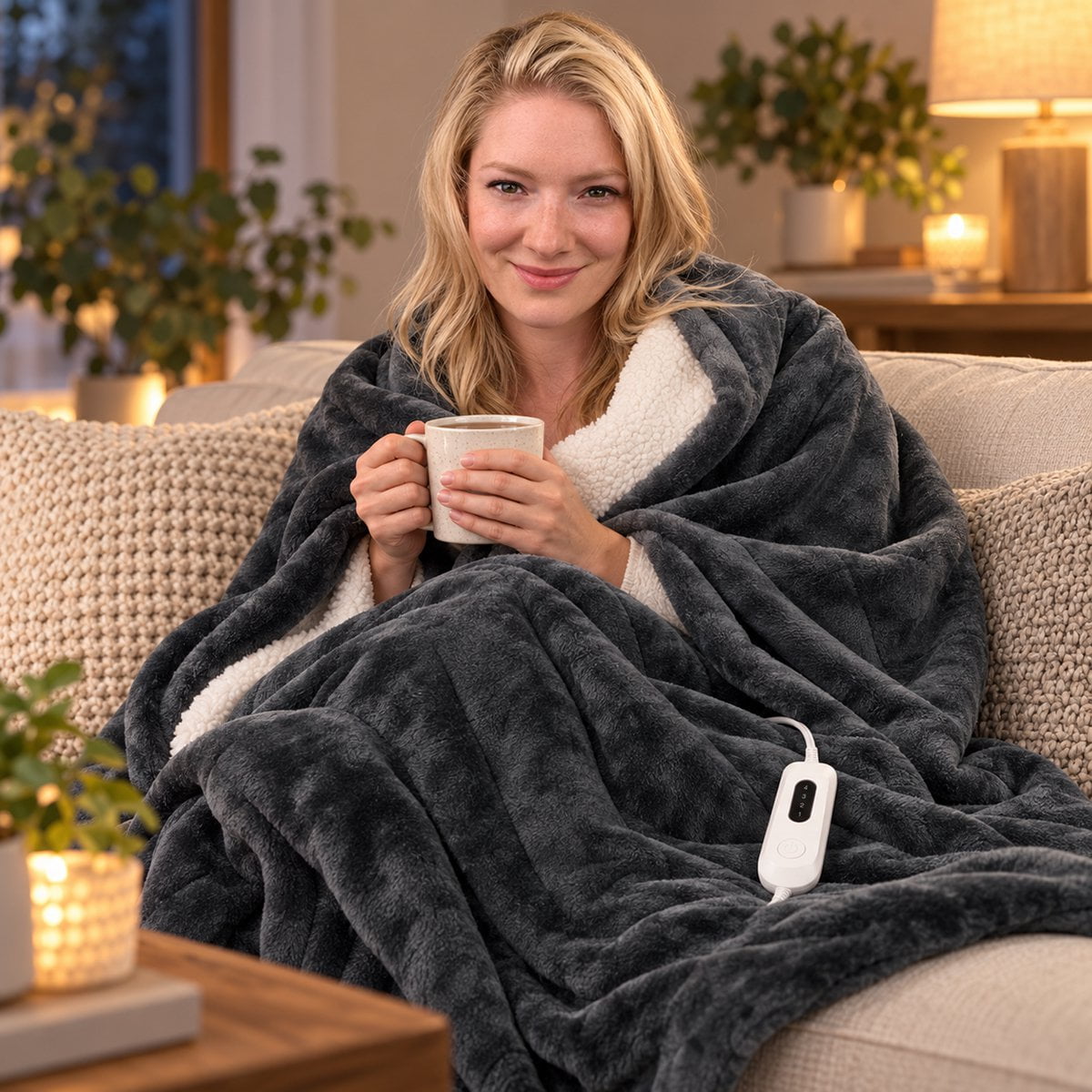 Sherpa heated electric throw blanket
50 x 60 inch MicroPlush heated blanket Heated throw blanket with detachable controller Electric blanket with four heat settings MicroPlush heated throw on sofa Heated blanket with 4-hour auto shut-off Machine-washable electric throw blanket
Sherpa-style heated throw with controller