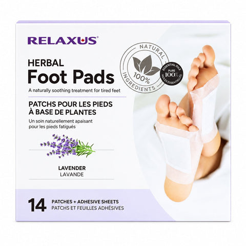Lavender Herbal Foot Pads 14-pack
Overnight lavender herbal foot patches
Herbal foot pads with adhesive sheets
Lavender foot pads with wood vinegar and tourmaline Single-use herbal foot pads for overnight use Herbal foot patches with lavender and eucalyptus
Seven-night lavender foot-care patch set Lavender herbal foot pad applied to sole