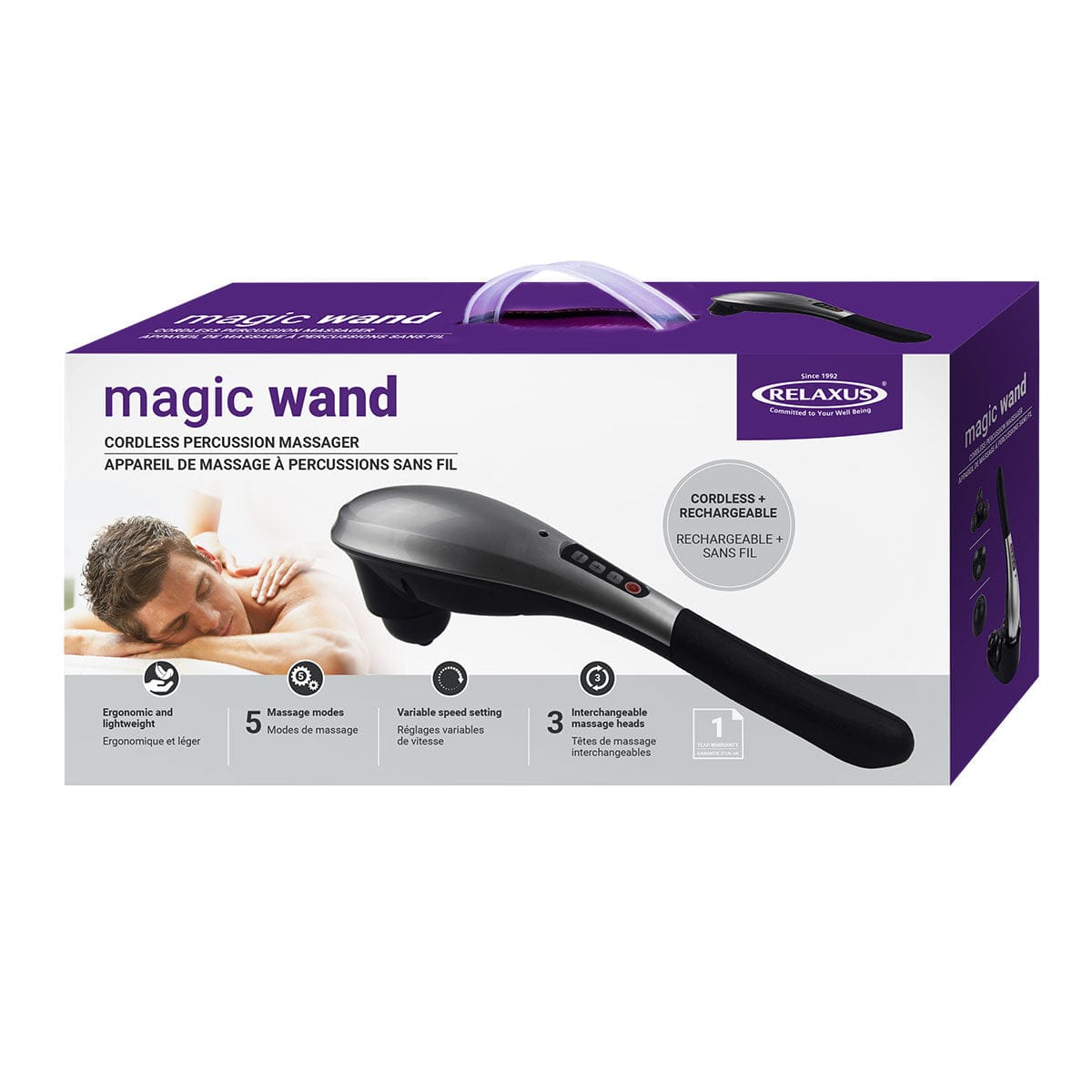 Magic Wand Cordless Electric Massager Relaxus Professional Magic Wand Cordless Electric Massager Relaxus Professional