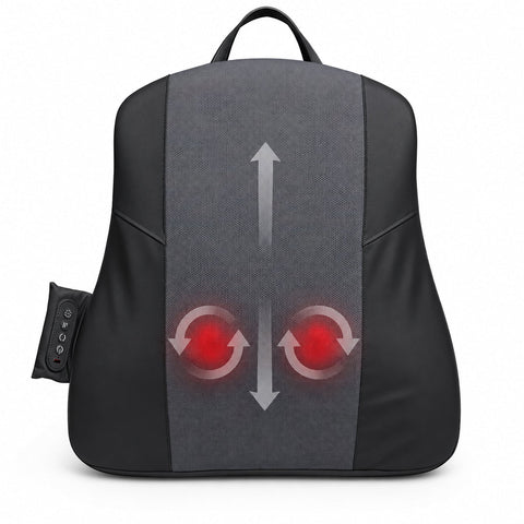 Chiro Back Pro cordless Shiatsu massage cushion Rechargeable back massage cushion with gentle heat
Shiatsu massage cushion with four deep-kneading nodes Chiro Back Pro massage cushion on a chair Ultra-thin cordless back massager with elastic straps Rechargeable Shiatsu back cushion with three massage zones
Back massage cushion with vegan leather and breathable mesh
Chiro Back Pro massage cushion with Type-C charging cable