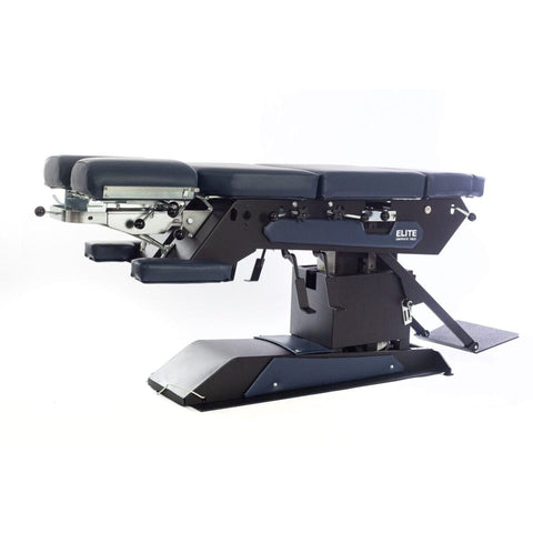 Elite E5 high low chiropractic table
Motorized elevation chiropractic table
Elite E5 multi-directional headpiece
Chiropractic table with pelvic drop
Elite E5 powder coated steel base