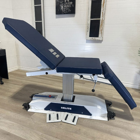 Elite PT Series electric elevation table
24 inch wide treatment table with electric lift Physical therapy table 18 to 38 inch elevation Elite PT table with adjustable head and back rest
Cordless electric treatment table