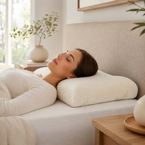 high-density neck tech pillow; firm contouring pillow for side sleepers; queen size neck support pillow; high-density pillow with bamboo blend cover; firm pillow for back sleepers; contouring neck pillow with washable 