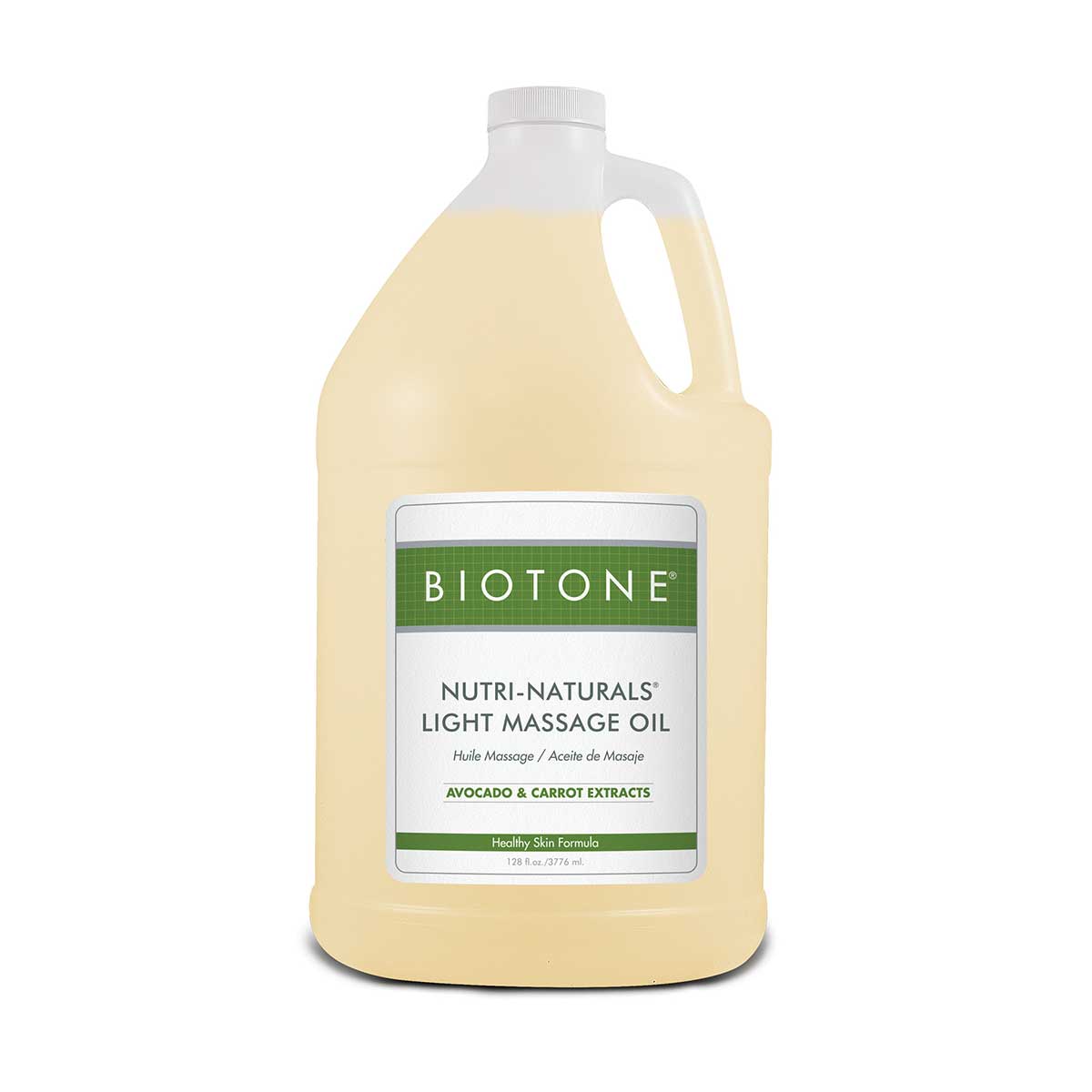 Nutri-Naturals light massage oil; lightweight Swedish massage oil; massage oil with avocado and jojoba oils; garden-fresh scented body oil; silky massage oil for all skin types; massage oil with sunflower and grapeseed oils 