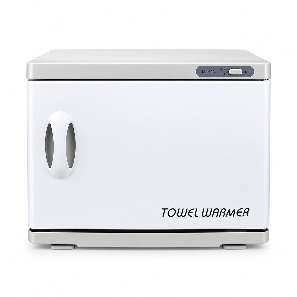 Large 18L towel warmer for spas; white professional towel warmer; 18L spa towel warmer with free hand towels; towel warmer holding 36 spa towels; compact salon towel warmer; spa towel warmer with white cotton hand towels