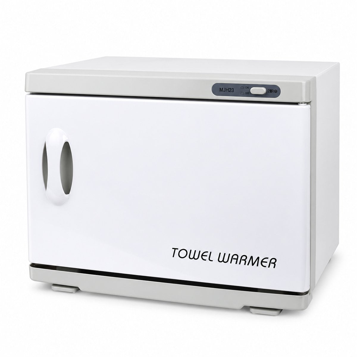 Large 18L towel warmer for spas; white professional towel warmer; 18L spa towel warmer with free hand towels; towel warmer holding 36 spa towels; compact salon towel warmer; spa towel warmer with white cotton hand towels