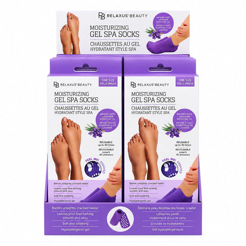 Moisturizing Moisturizing Gel Spa Socks – Lavender or Tea Tree & Peppermint - Displayer of 12