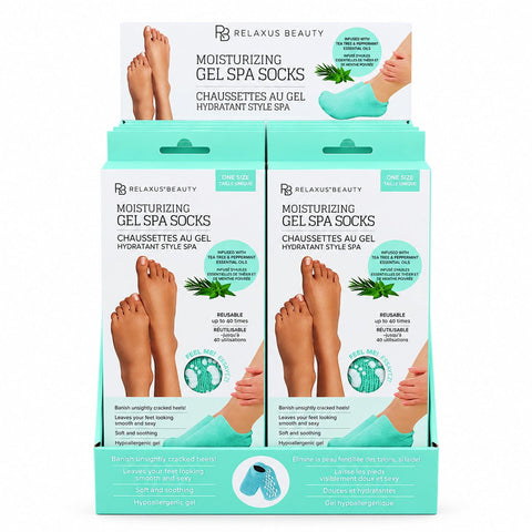 Moisturizing Moisturizing Gel Spa Socks – Lavender or Tea Tree & Peppermint - Displayer of 12