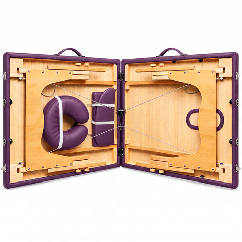 Relaxus Prolite purple portable massage table package Relaxus Prolite portable massage table with face cradle purple folding massage table with beech wood frame Portable massage table package with armrests and carrying bag Relaxus Prolite massage table with microfiber sheet set Purple massage table with high-density foam Portable massage table package for students and mobile therapists Relaxus Prolite massage 