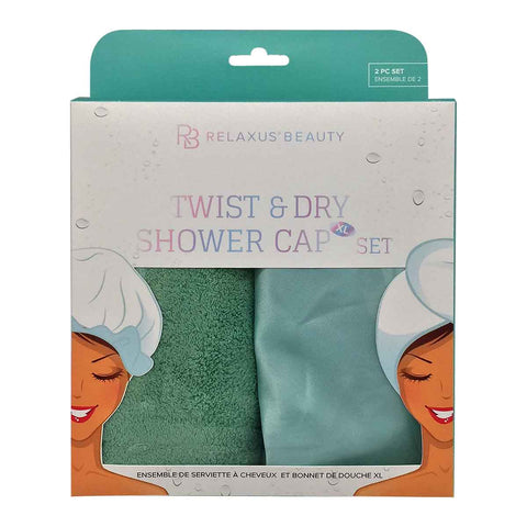 Twist N' Dry Towel and XL Shower Cap Set