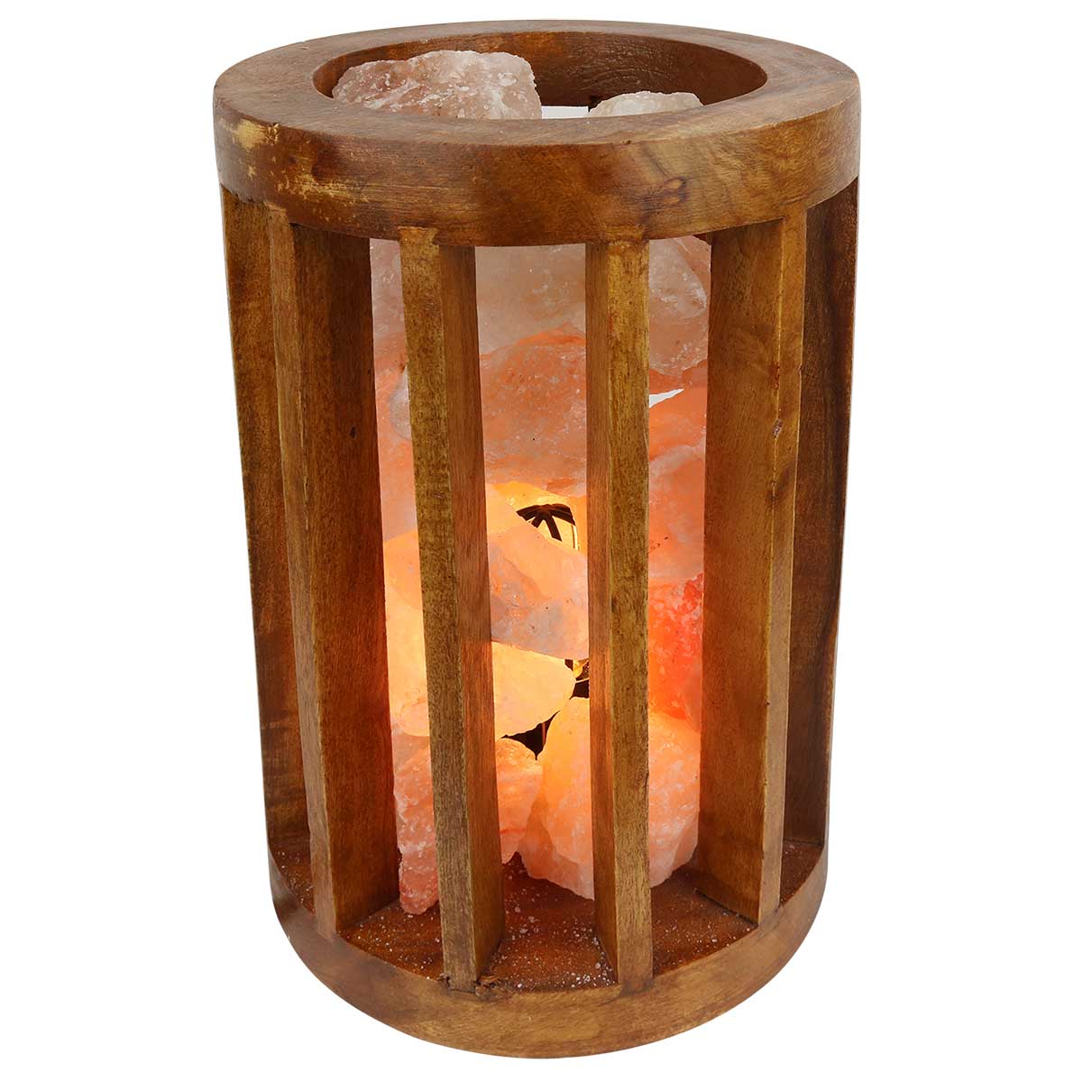 Himalayan Salt Lamp Wooden Cylinder Basket