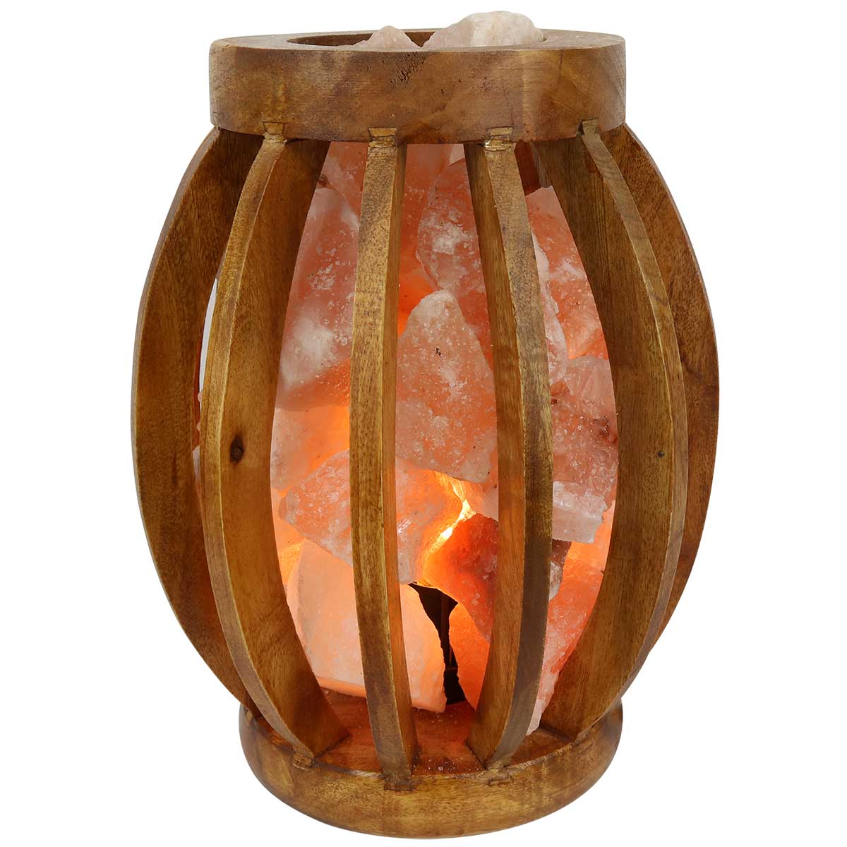 Himalayan Salt Lamp Wooden Oval Basket
