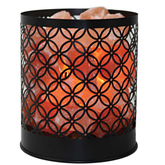 Himalayan Salt Lamp With Wrought Iron Design