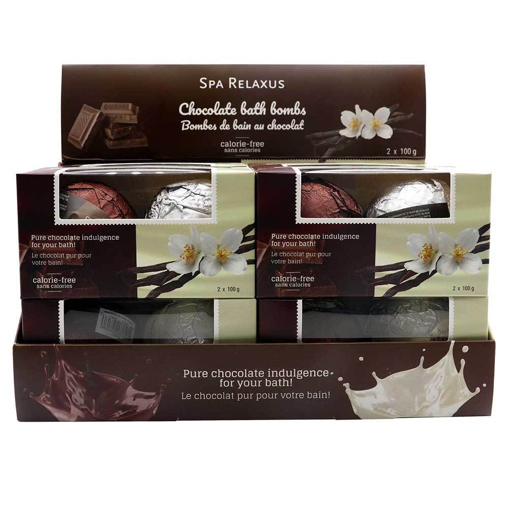 Chocolate Bath Bombs 2 Piece Gift Set (2 x 100 g) Displayer of 8