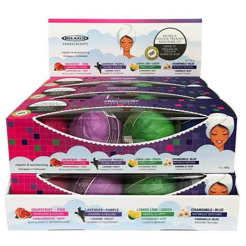 Colour Therapy Bath Bombs 4 Piece Gift Set (4 x 100 g) Displayer of 6