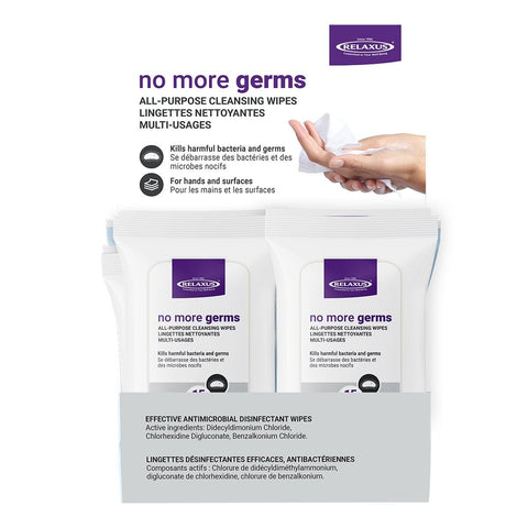 No More Germs Anti-Bacterial Cleansing Wipes Displayer of 12