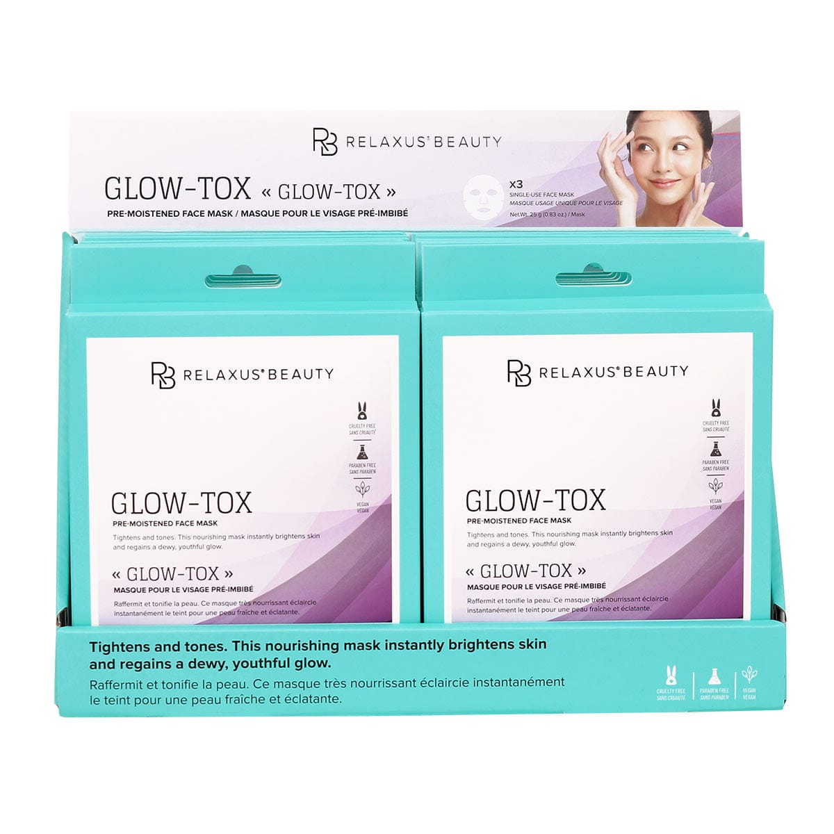 Glow Tox Face Masks - Displayer of 12