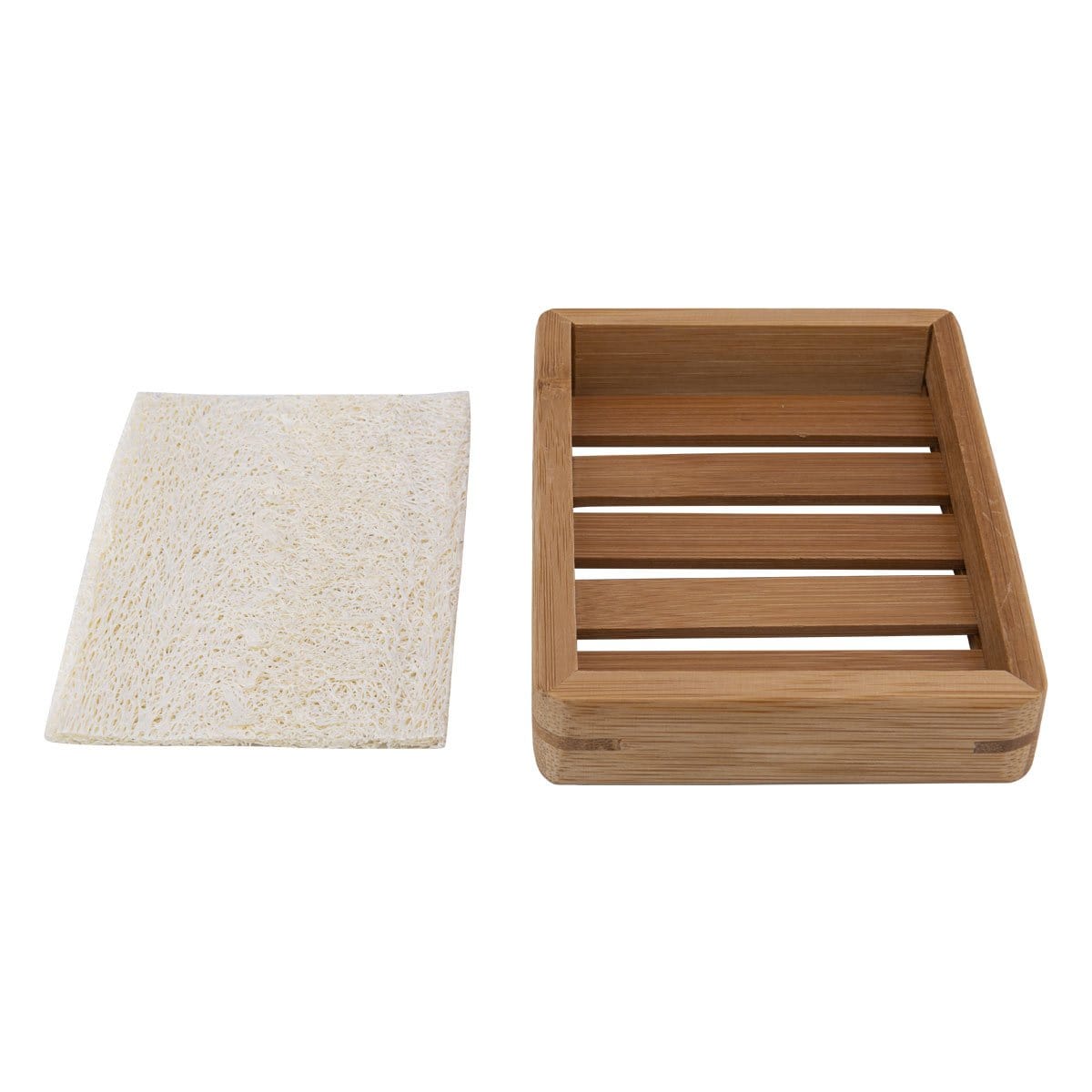 Bamboo Soap Tray With Loofah