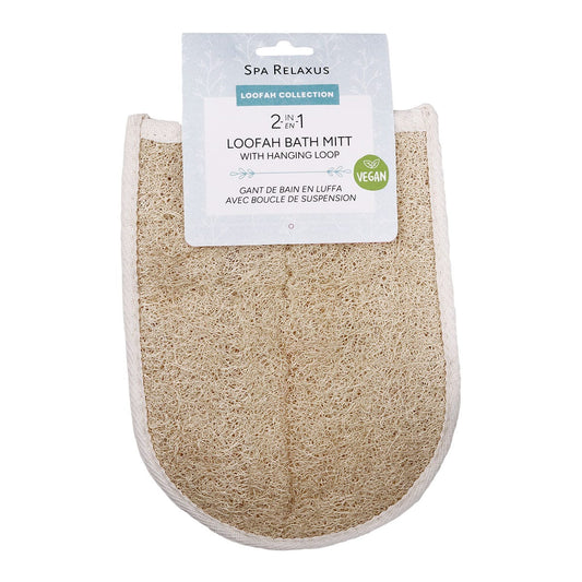 Vegan 2-IN-1 Loofah Bath Mitt with Hanging Loop