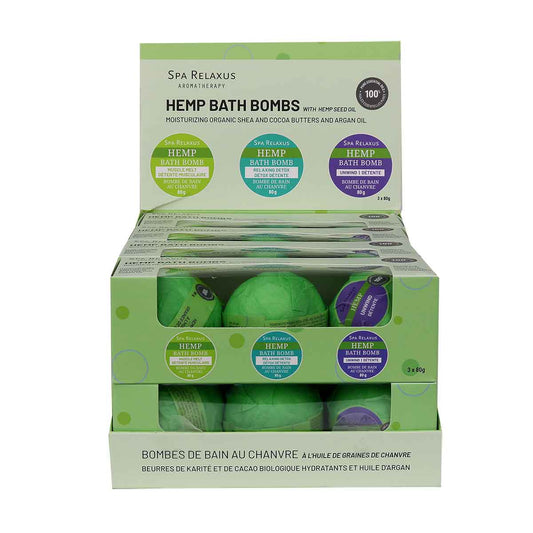 Hemp Bath Bombs 3 Piece Gift Set - Displayer of 8