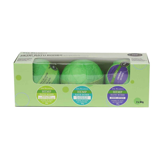 Hemp Bath Bombs 3 Piece Gift Set - Displayer of 8