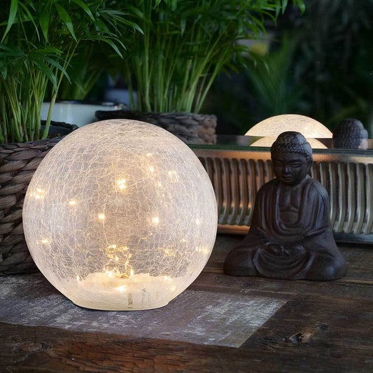Faerie LED Crackle Glass Globe