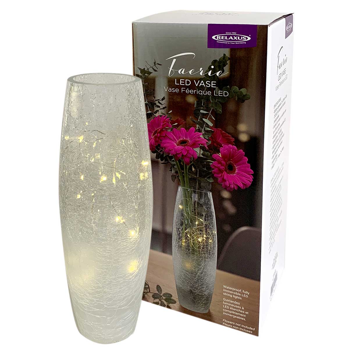 Faerie LED Crackle Glass Vase