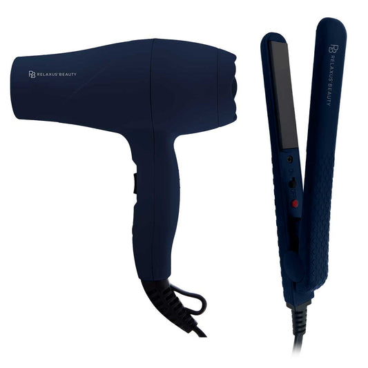 Oxford Blue Mini Blow Dryer Hair Straightener Relaxus Professional