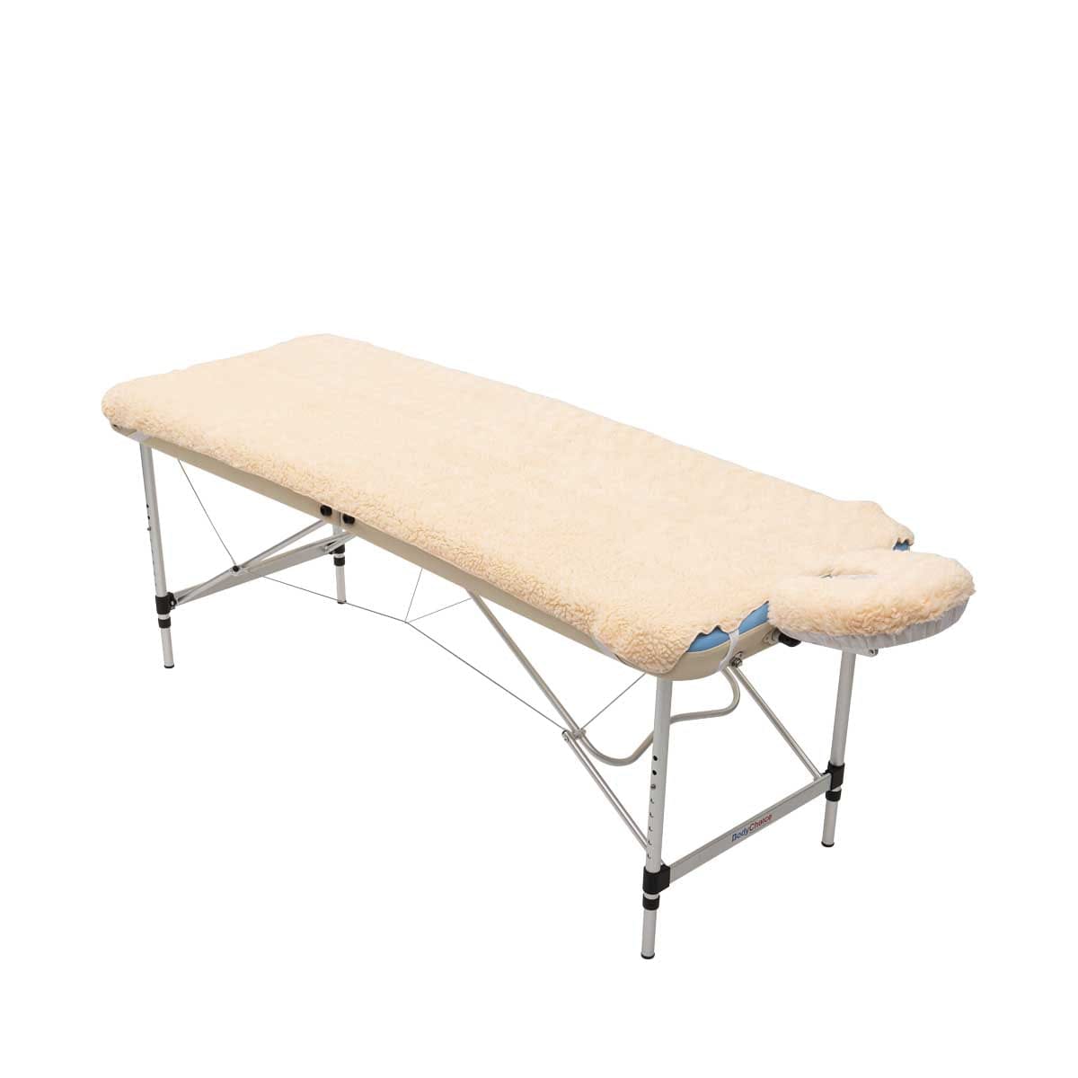 Massage Fleece Table Pad 30" x 73" with fleece headrest cover on table