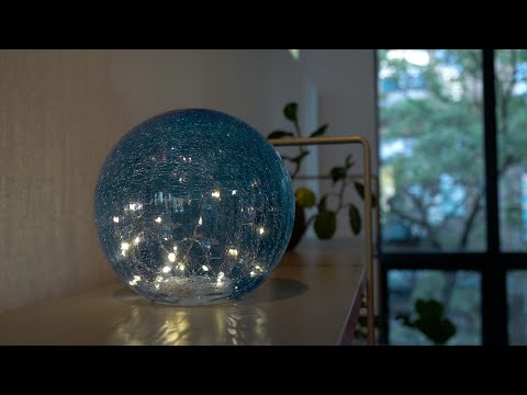 Blue Faerie LED Crackle Glass Globe