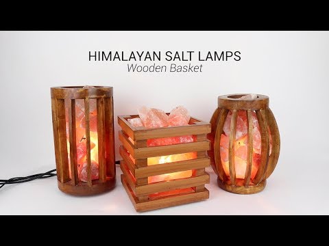 Himalayan Salt Lamp Wooden Cylinder Basket